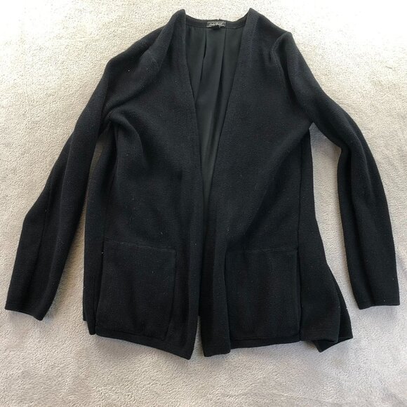 Lucky Brand Women's Cardigan Sweater Small Black Open Front Long Sleeve - Picture 10 of 11